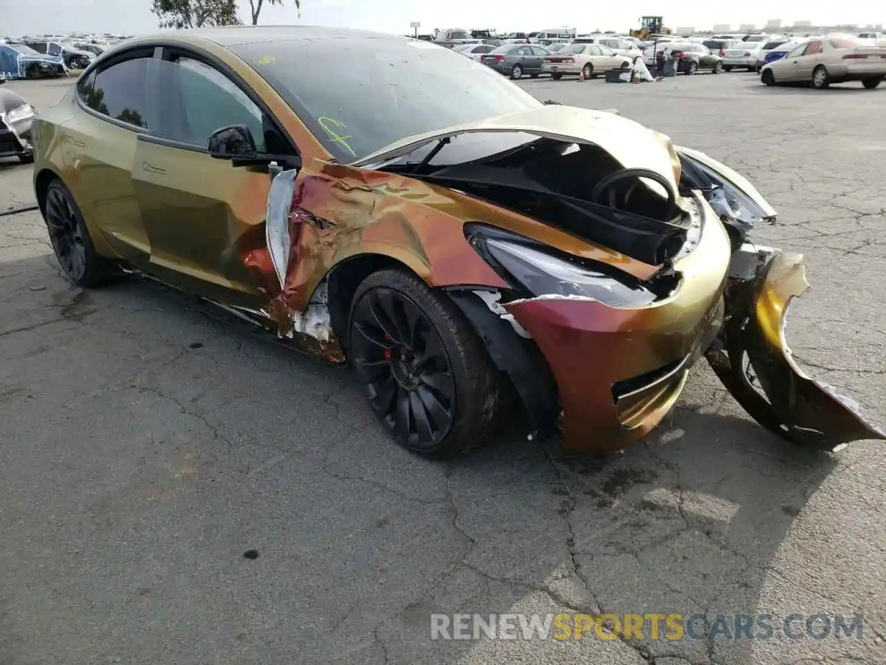 1 Photograph of a damaged car 5YJ3E1EC4MF870543 TESLA MODEL 3 2021