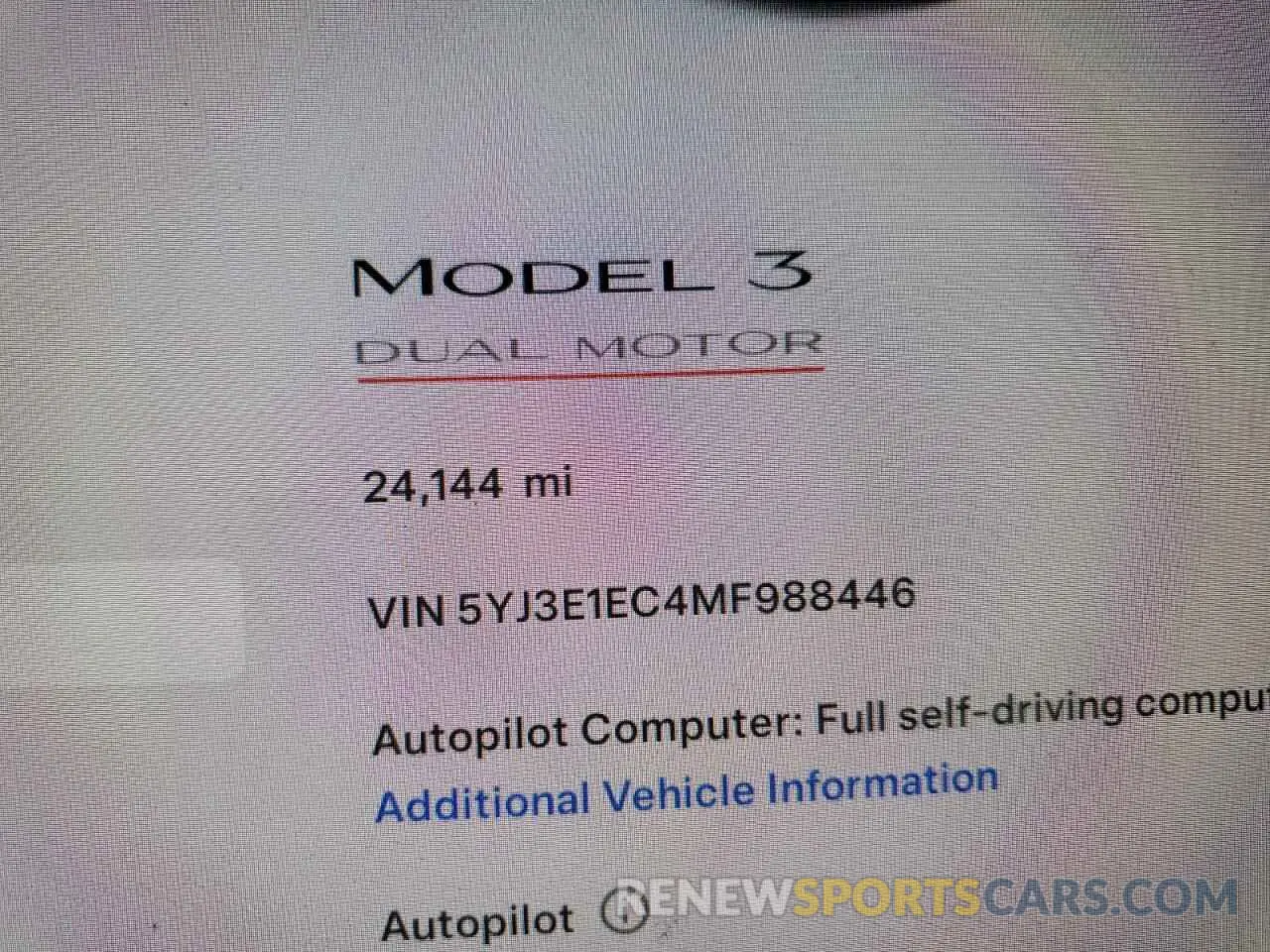 9 Photograph of a damaged car 5YJ3E1EC4MF988446 TESLA MODEL 3 2021