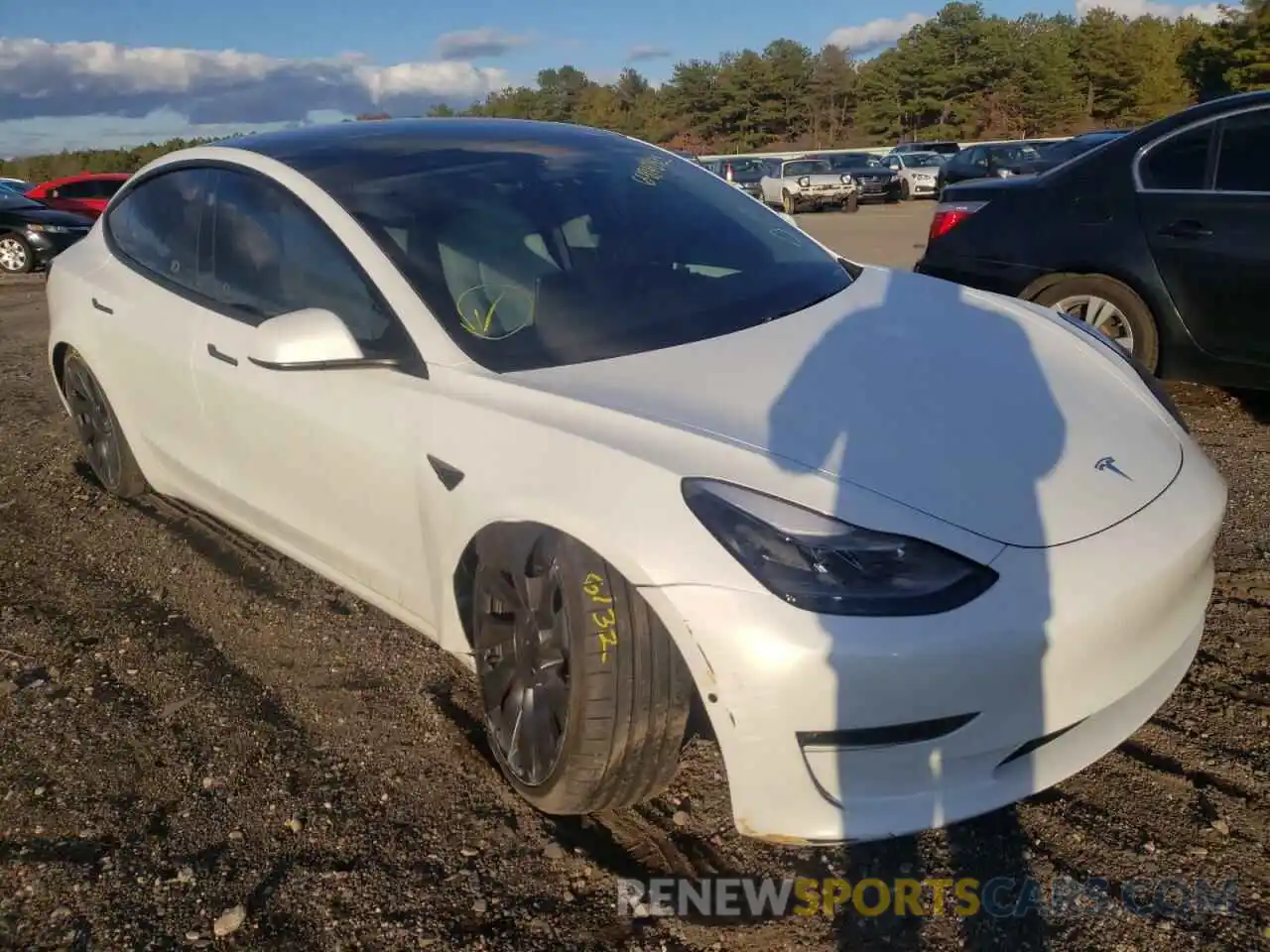 1 Photograph of a damaged car 5YJ3E1EC8MF061157 TESLA MODEL 3 2021