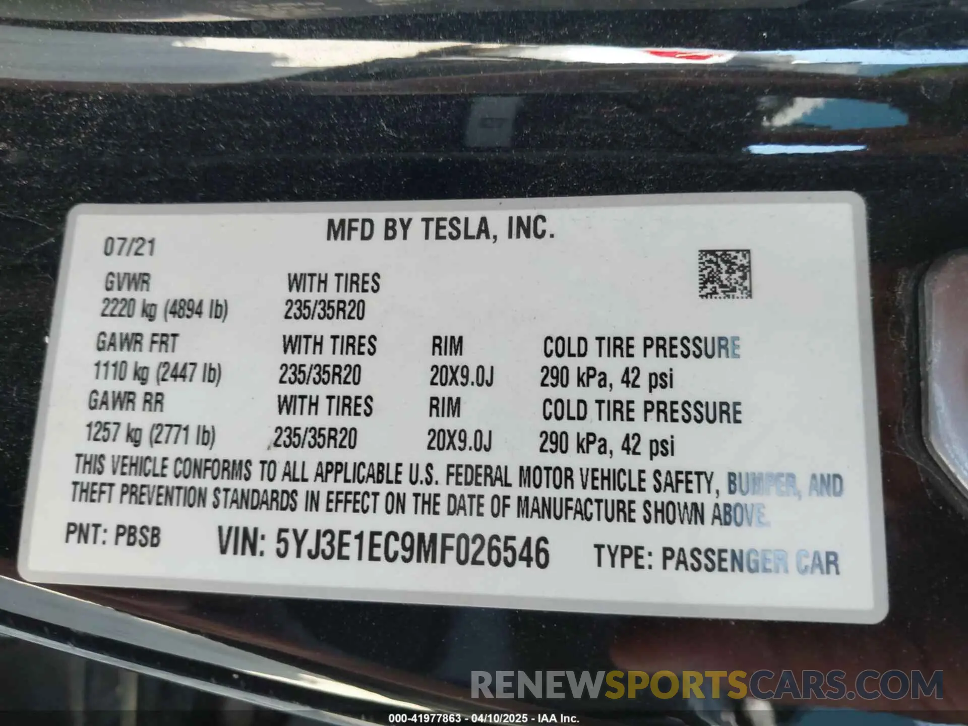 9 Photograph of a damaged car 5YJ3E1EC9MF026546 TESLA MODEL 3 2021