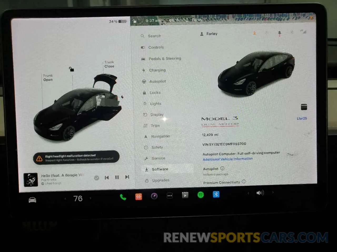 9 Photograph of a damaged car 5YJ3E1EC9MF093700 TESLA MODEL 3 2021