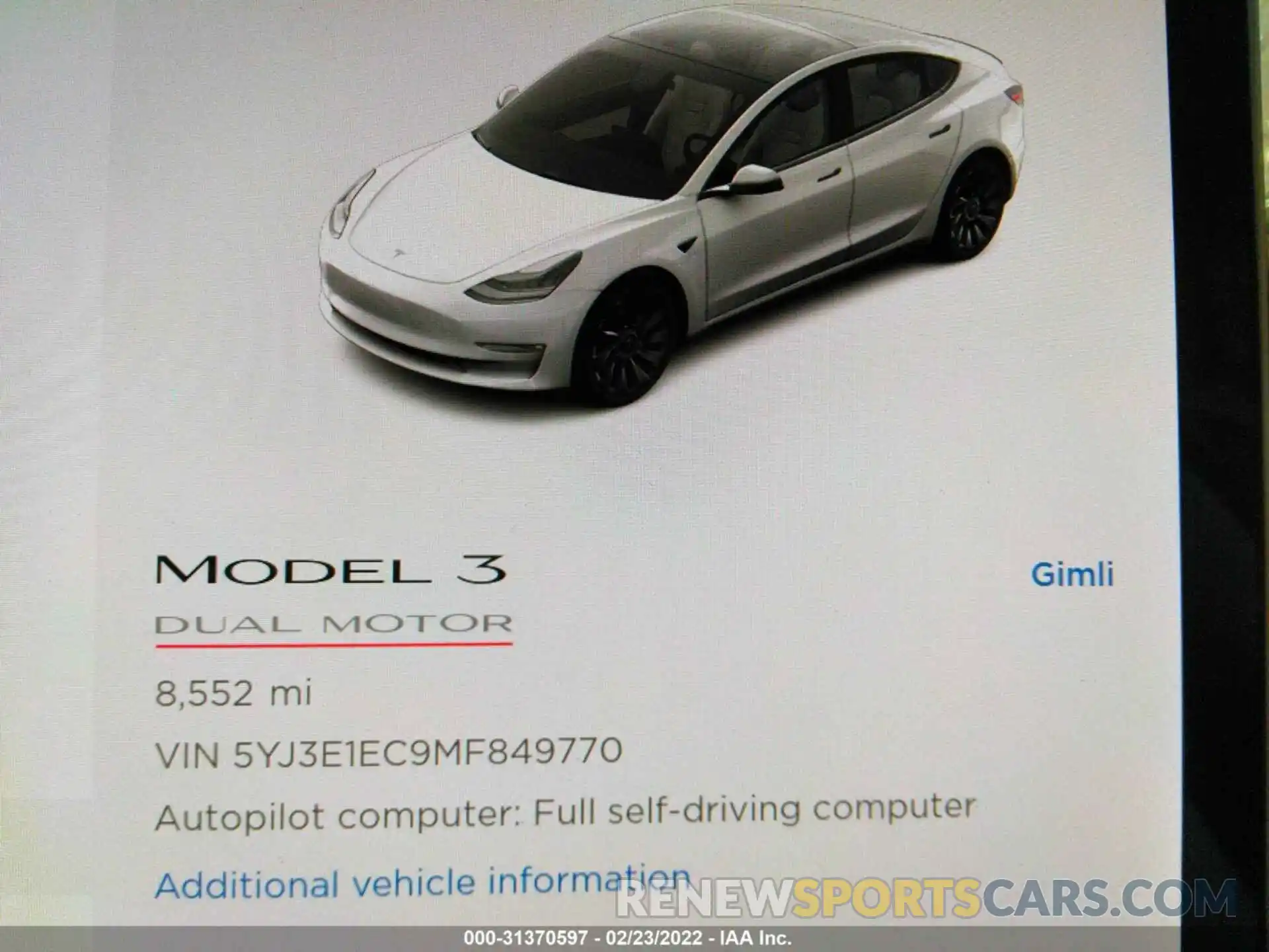 9 Photograph of a damaged car 5YJ3E1EC9MF849770 TESLA MODEL 3 2021