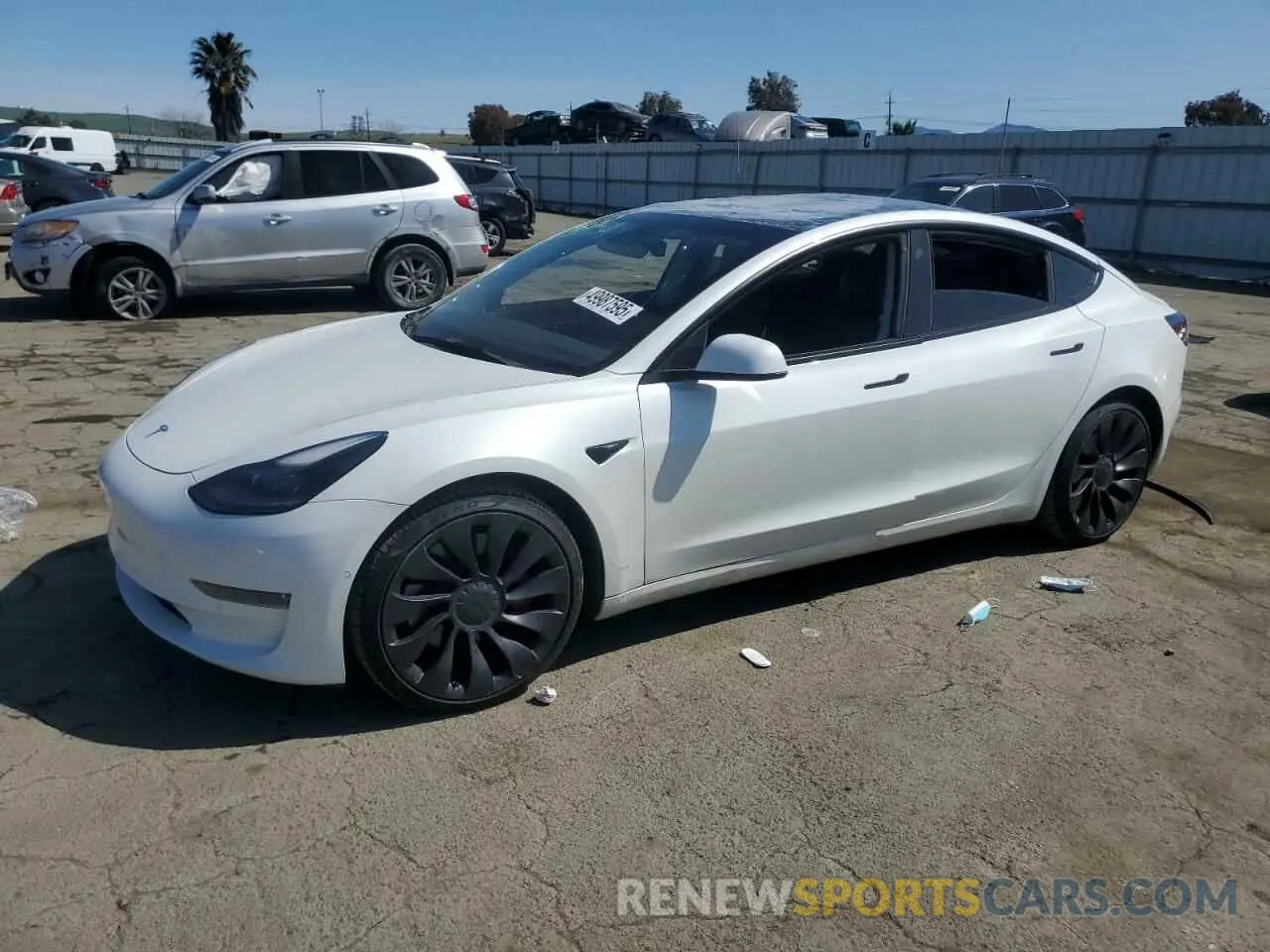 1 Photograph of a damaged car 5YJ3E1ECXMF091342 TESLA MODEL 3 2021