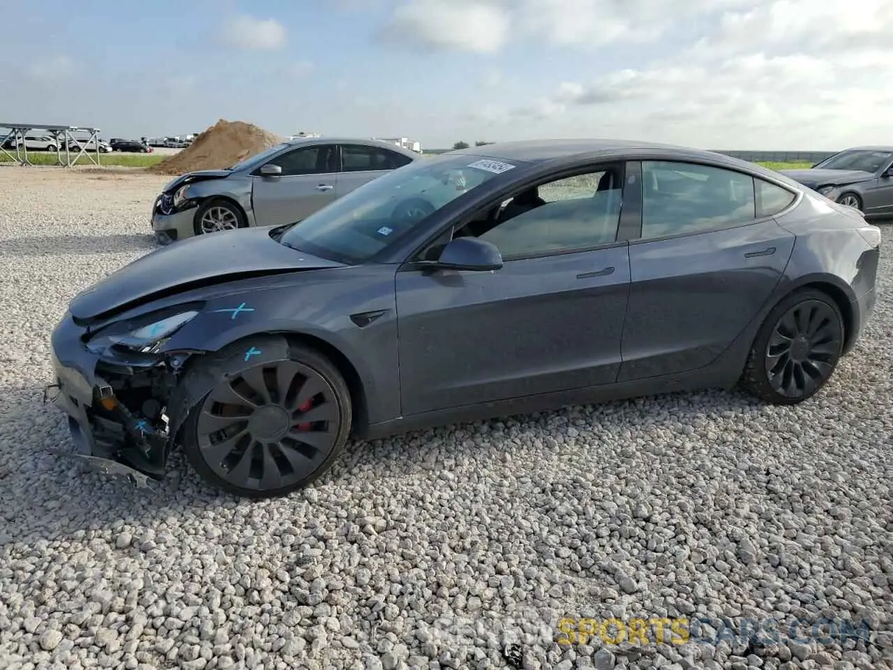 1 Photograph of a damaged car 5YJ3E1ECXMF862690 TESLA MODEL 3 2021