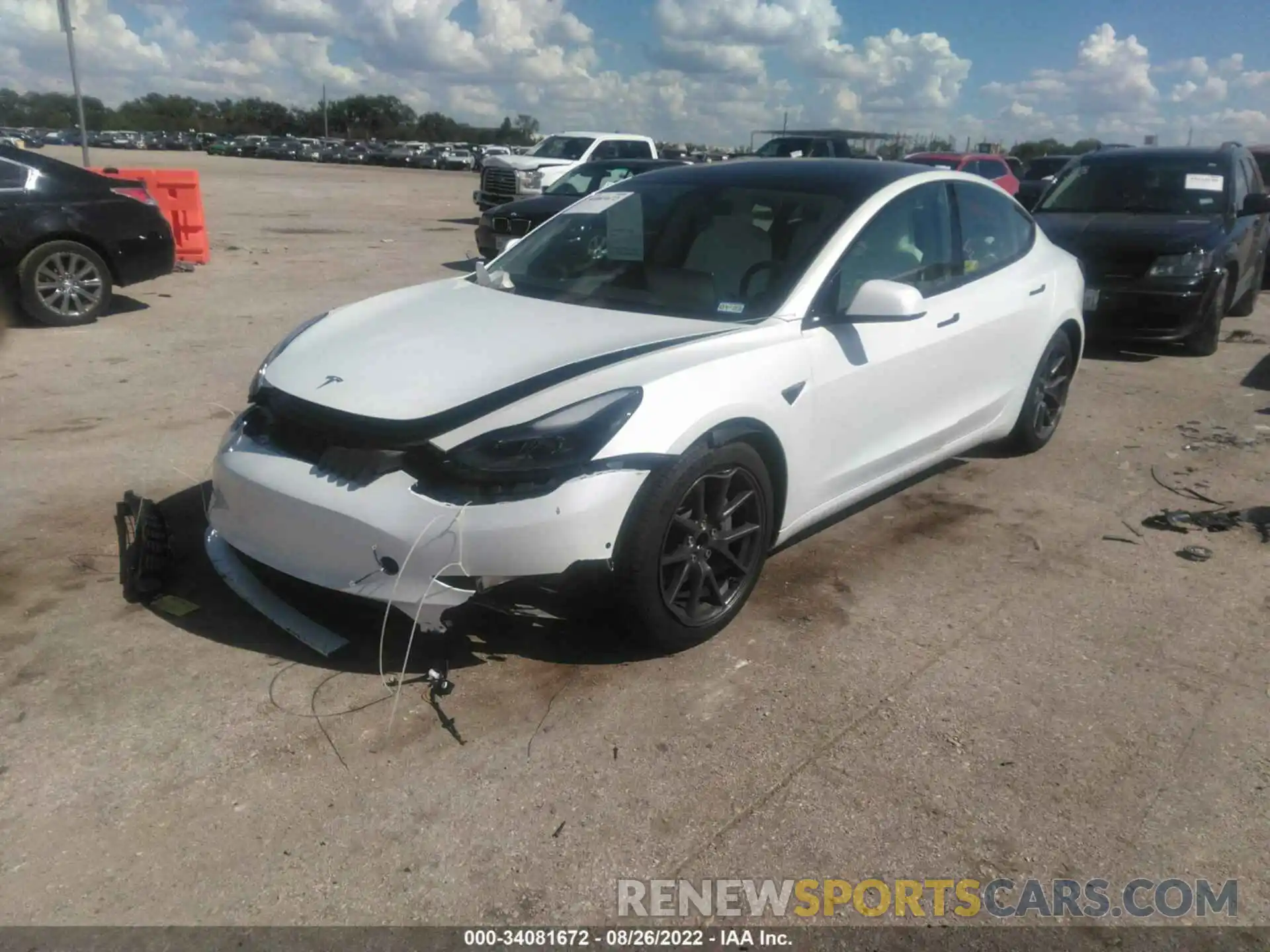 2 Photograph of a damaged car 5YJ3E1EA0NF153444 TESLA MODEL 3 2022