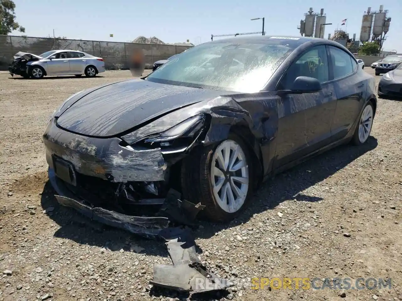 2 Photograph of a damaged car 5YJ3E1EA0NF192065 TESLA MODEL 3 2022