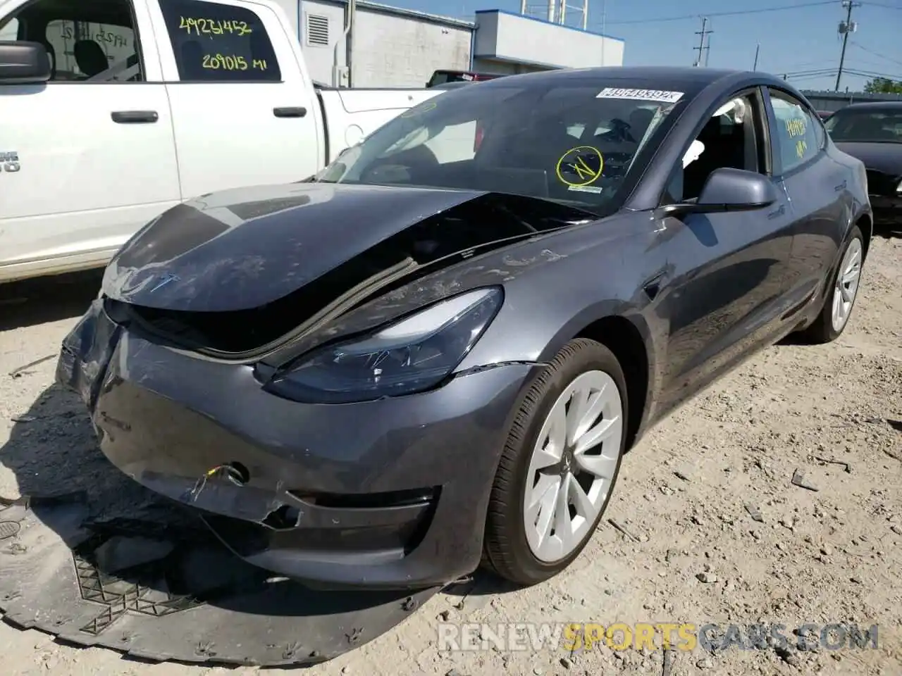 2 Photograph of a damaged car 5YJ3E1EA0NF192082 TESLA MODEL 3 2022