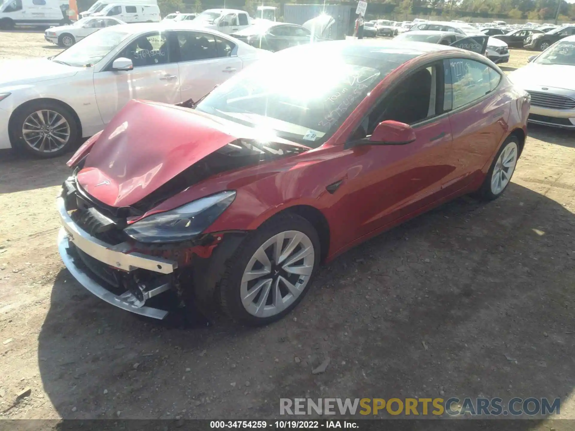 2 Photograph of a damaged car 5YJ3E1EA0NF287421 TESLA MODEL 3 2022