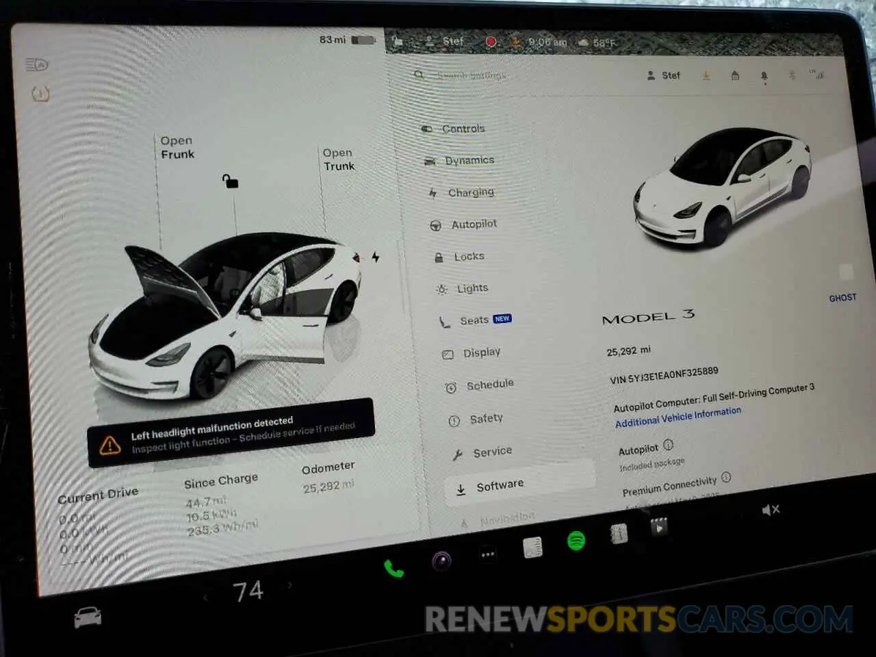 9 Photograph of a damaged car 5YJ3E1EA0NF325889 TESLA MODEL 3 2022