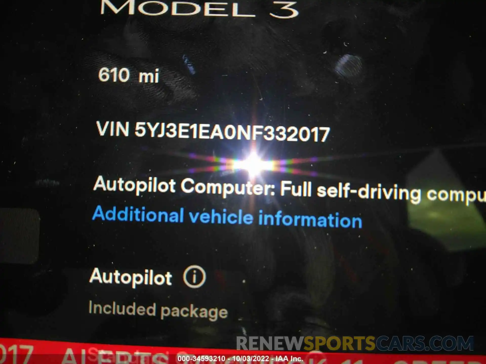 7 Photograph of a damaged car 5YJ3E1EA0NF332017 TESLA MODEL 3 2022