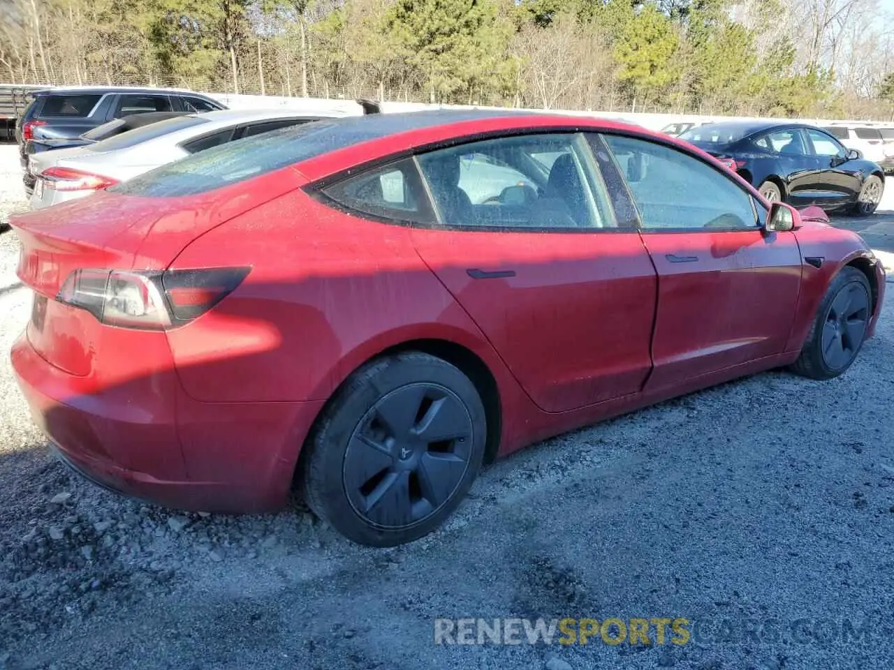 3 Photograph of a damaged car 5YJ3E1EA1NF187182 TESLA MODEL 3 2022