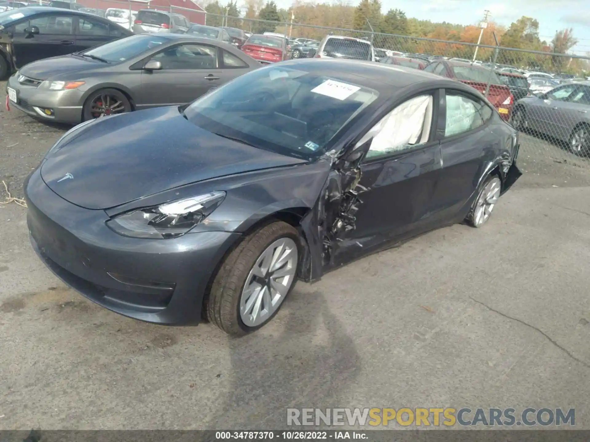 2 Photograph of a damaged car 5YJ3E1EA1NF188963 TESLA MODEL 3 2022