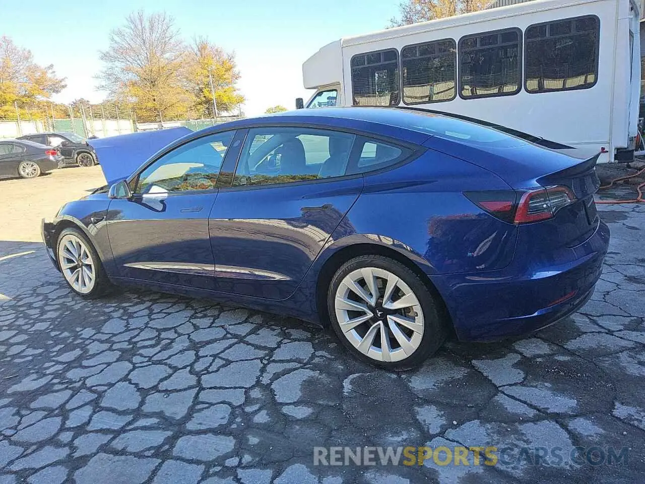 2 Photograph of a damaged car 5YJ3E1EA1NF189661 TESLA MODEL 3 2022