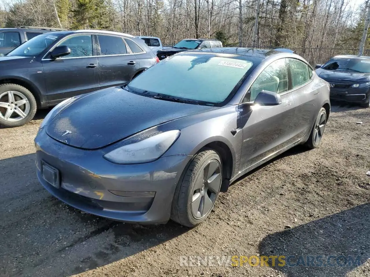1 Photograph of a damaged car 5YJ3E1EA1NF255125 TESLA MODEL 3 2022