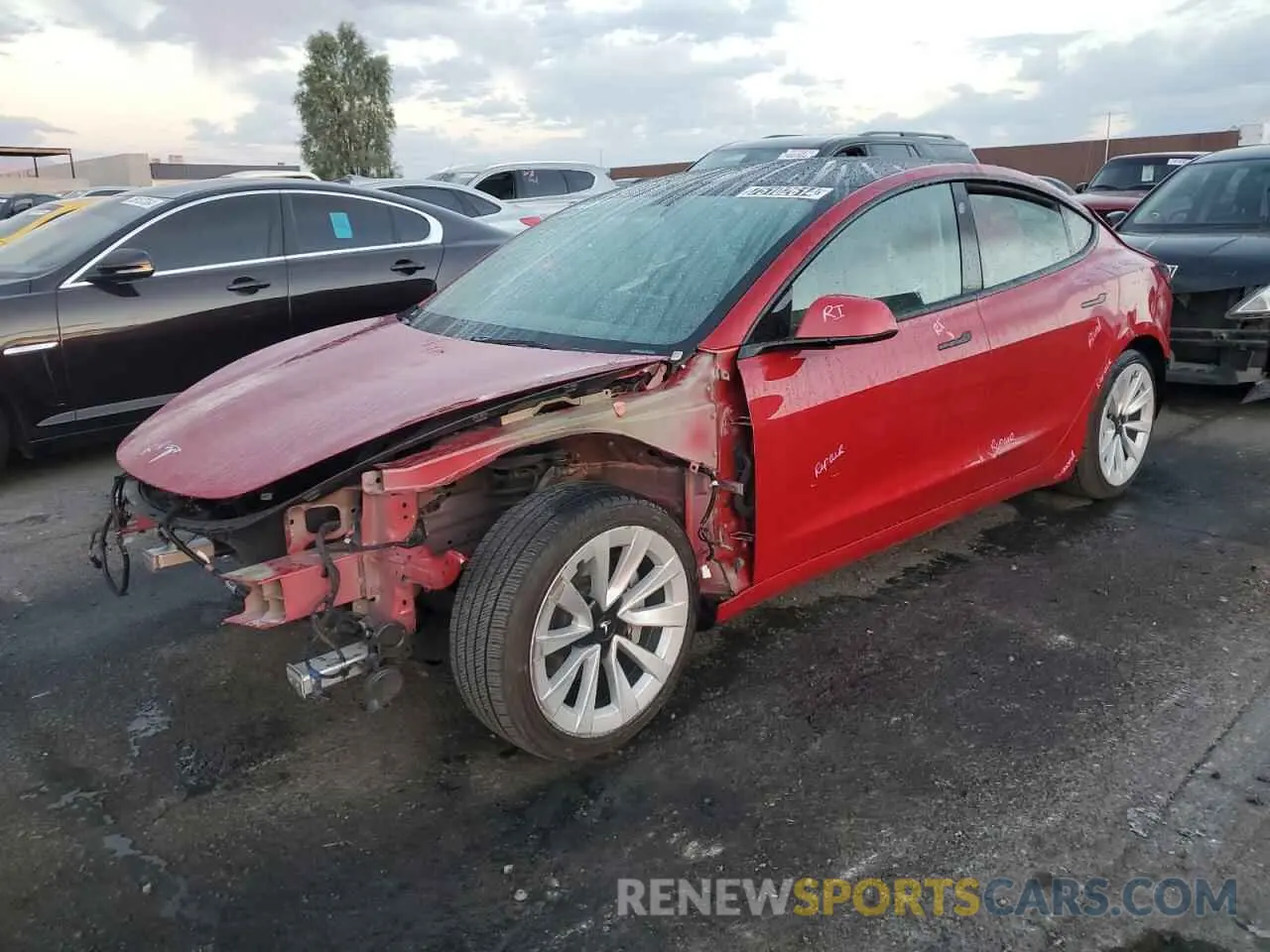 1 Photograph of a damaged car 5YJ3E1EA1NF304128 TESLA MODEL 3 2022