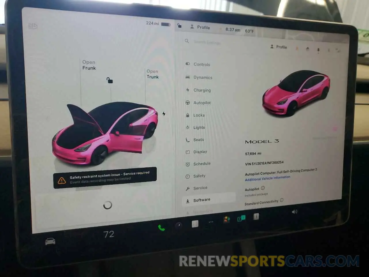9 Photograph of a damaged car 5YJ3E1EA1NF369254 TESLA MODEL 3 2022