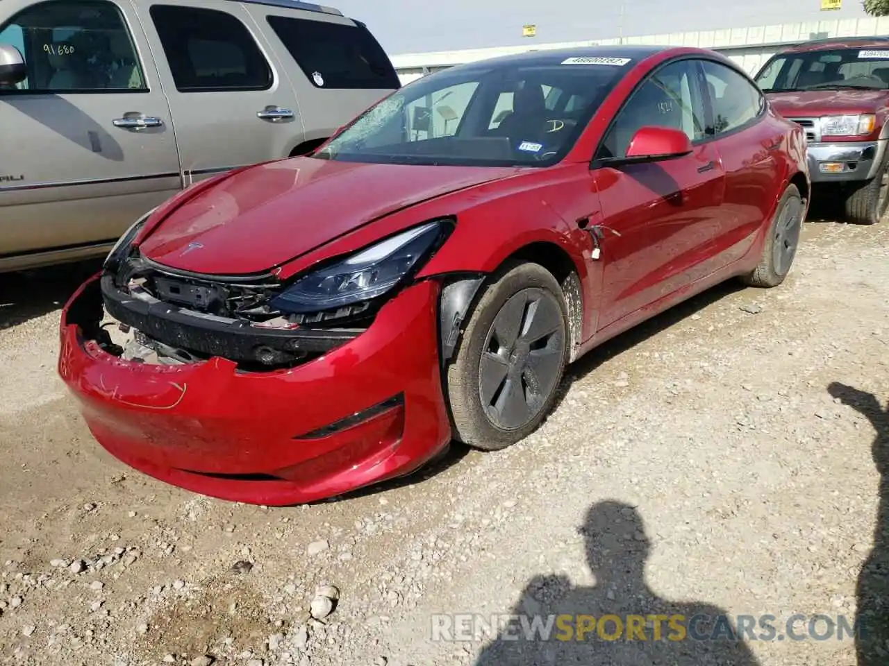 2 Photograph of a damaged car 5YJ3E1EA2NF118288 TESLA MODEL 3 2022