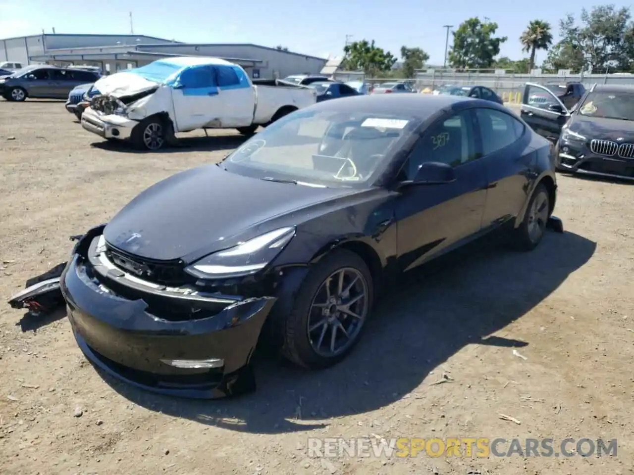 2 Photograph of a damaged car 5YJ3E1EA2NF193069 TESLA MODEL 3 2022