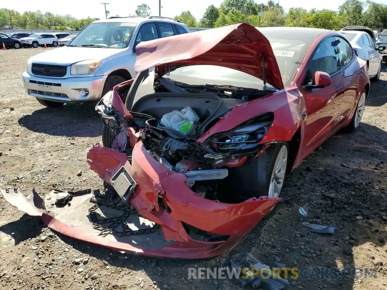 2 Photograph of a damaged car 5YJ3E1EA2NF288330 TESLA MODEL 3 2022