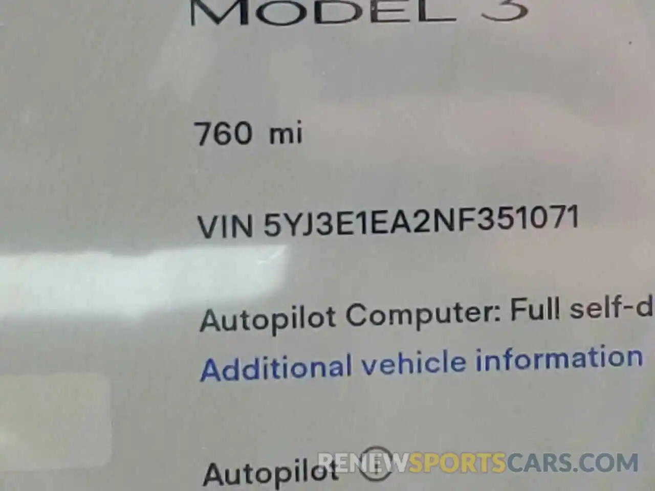 8 Photograph of a damaged car 5YJ3E1EA2NF351071 TESLA MODEL 3 2022