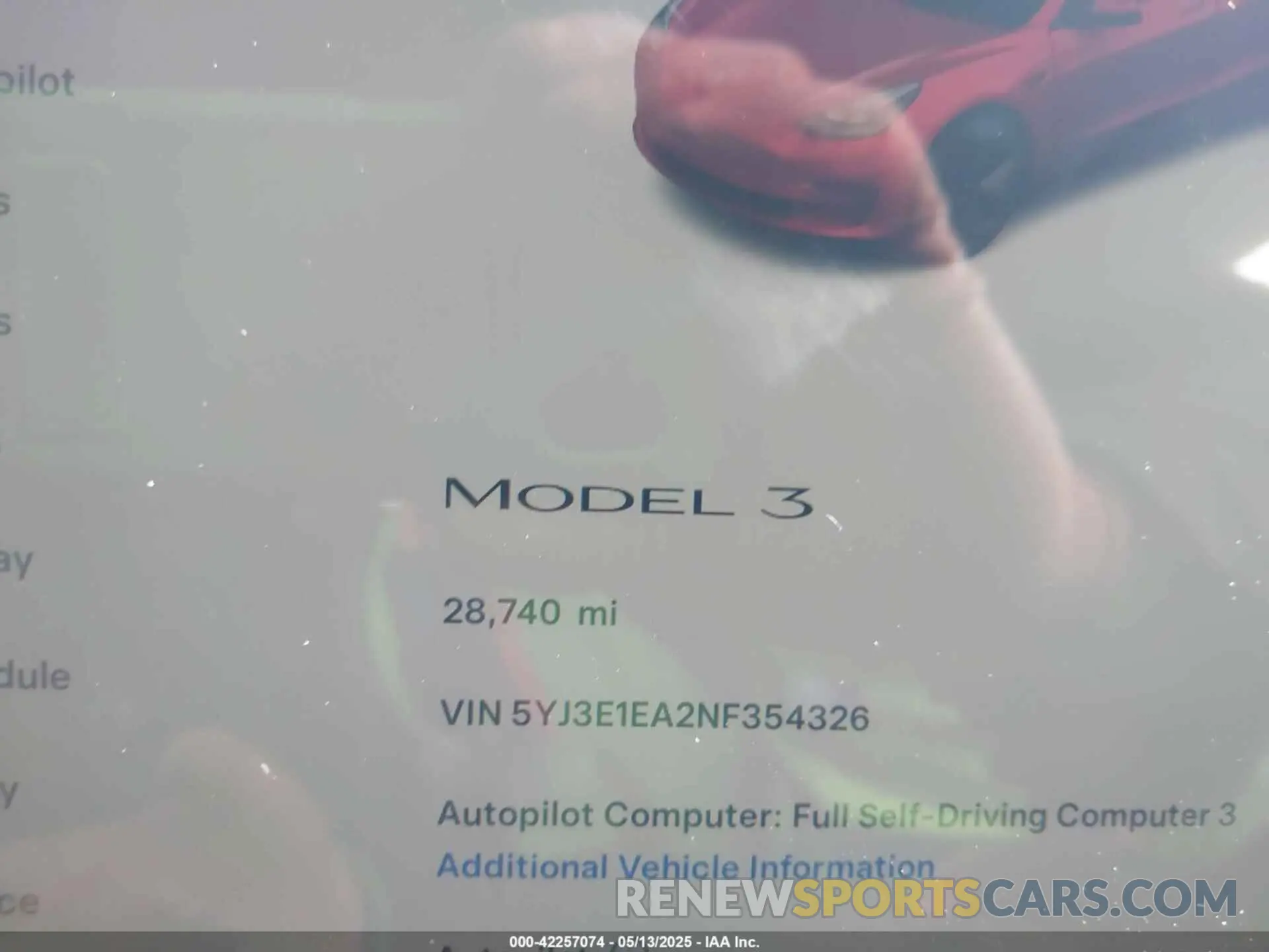 7 Photograph of a damaged car 5YJ3E1EA2NF354326 TESLA MODEL 3 2022
