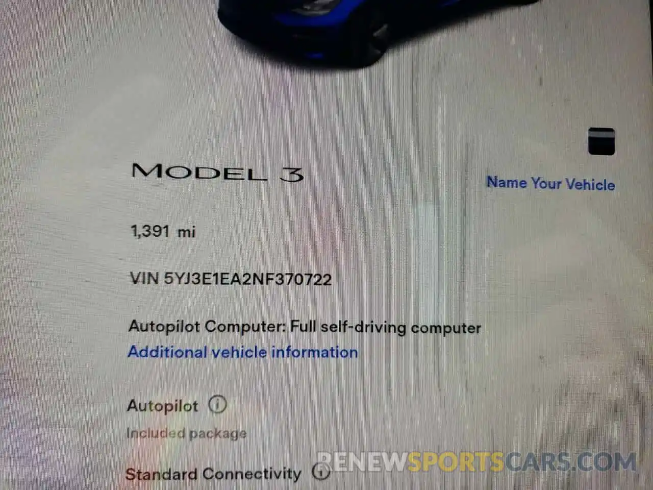 8 Photograph of a damaged car 5YJ3E1EA2NF370722 TESLA MODEL 3 2022