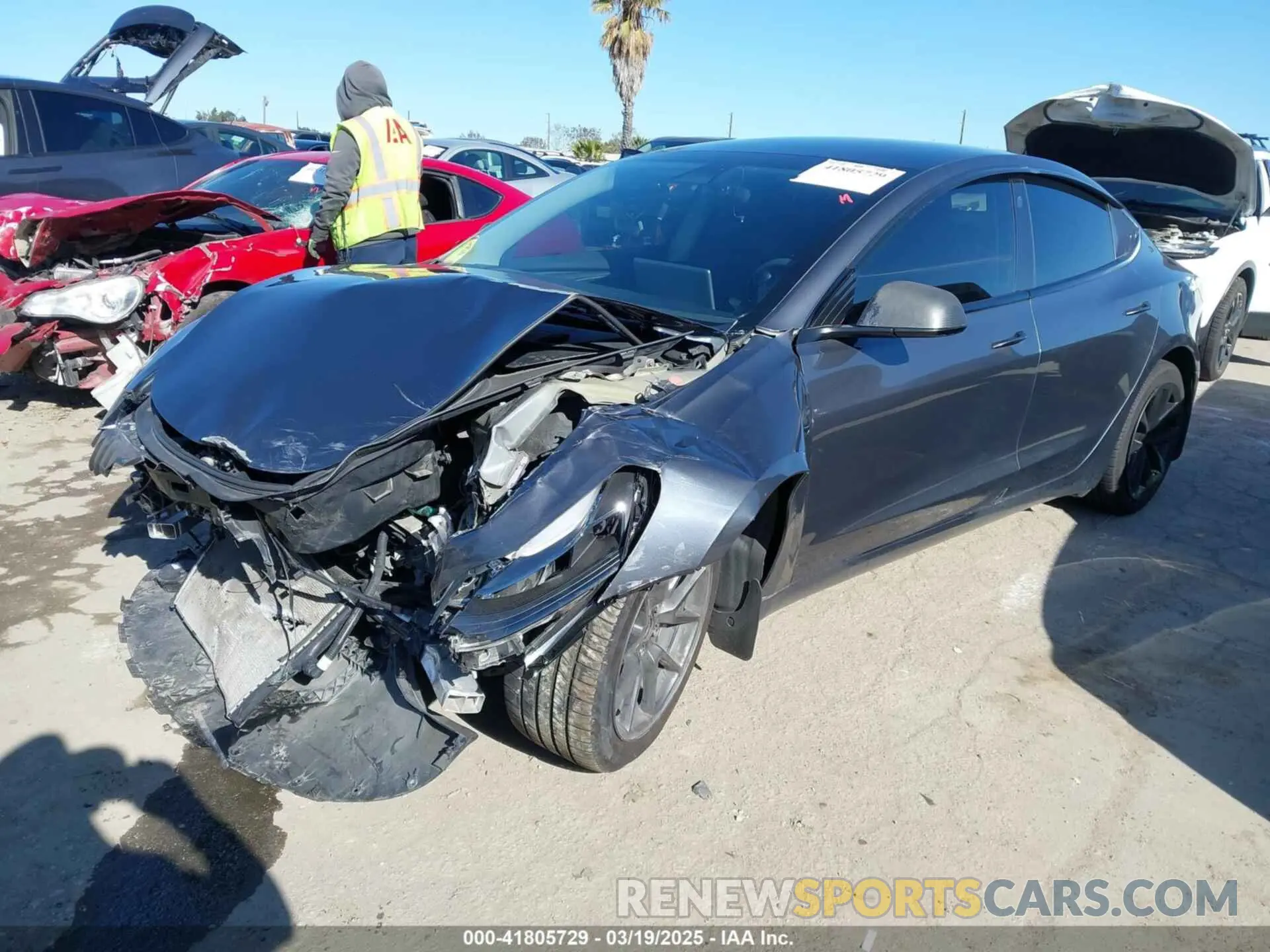 2 Photograph of a damaged car 5YJ3E1EA3NF165054 TESLA MODEL 3 2022