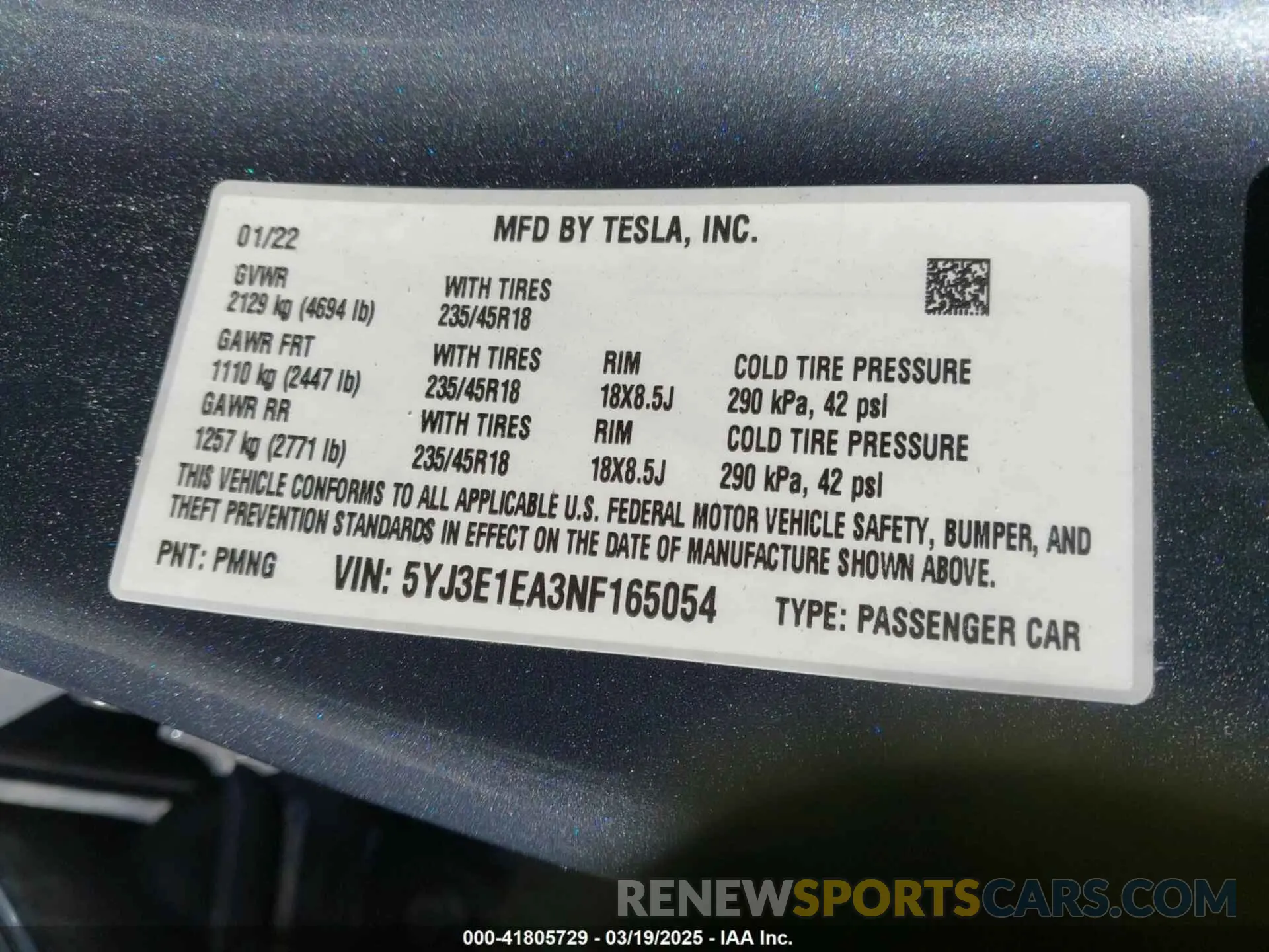9 Photograph of a damaged car 5YJ3E1EA3NF165054 TESLA MODEL 3 2022
