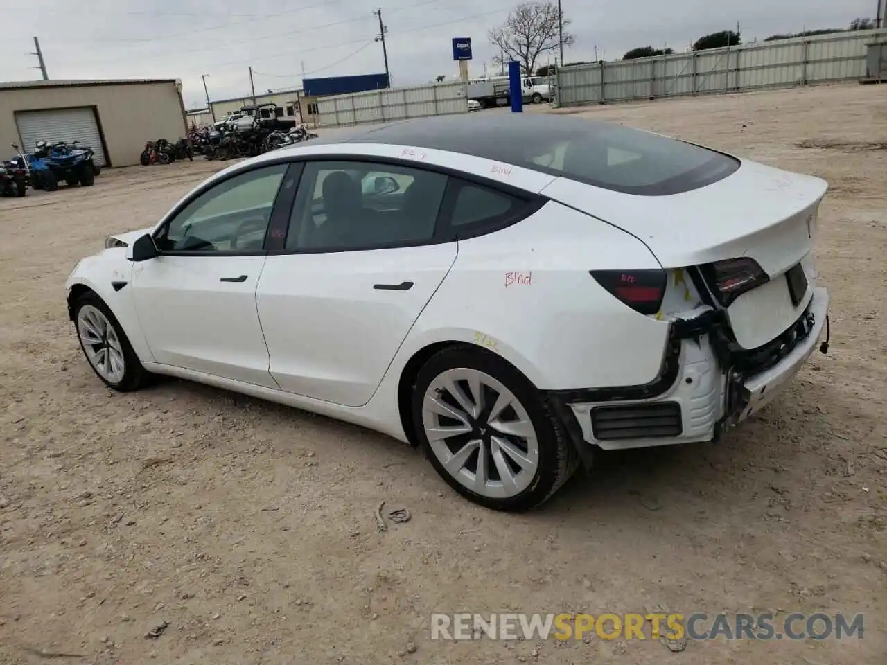 2 Photograph of a damaged car 5YJ3E1EA3NF184736 TESLA MODEL 3 2022