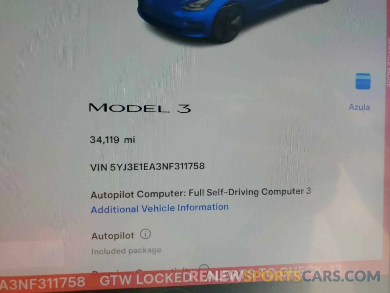 9 Photograph of a damaged car 5YJ3E1EA3NF311758 TESLA MODEL 3 2022