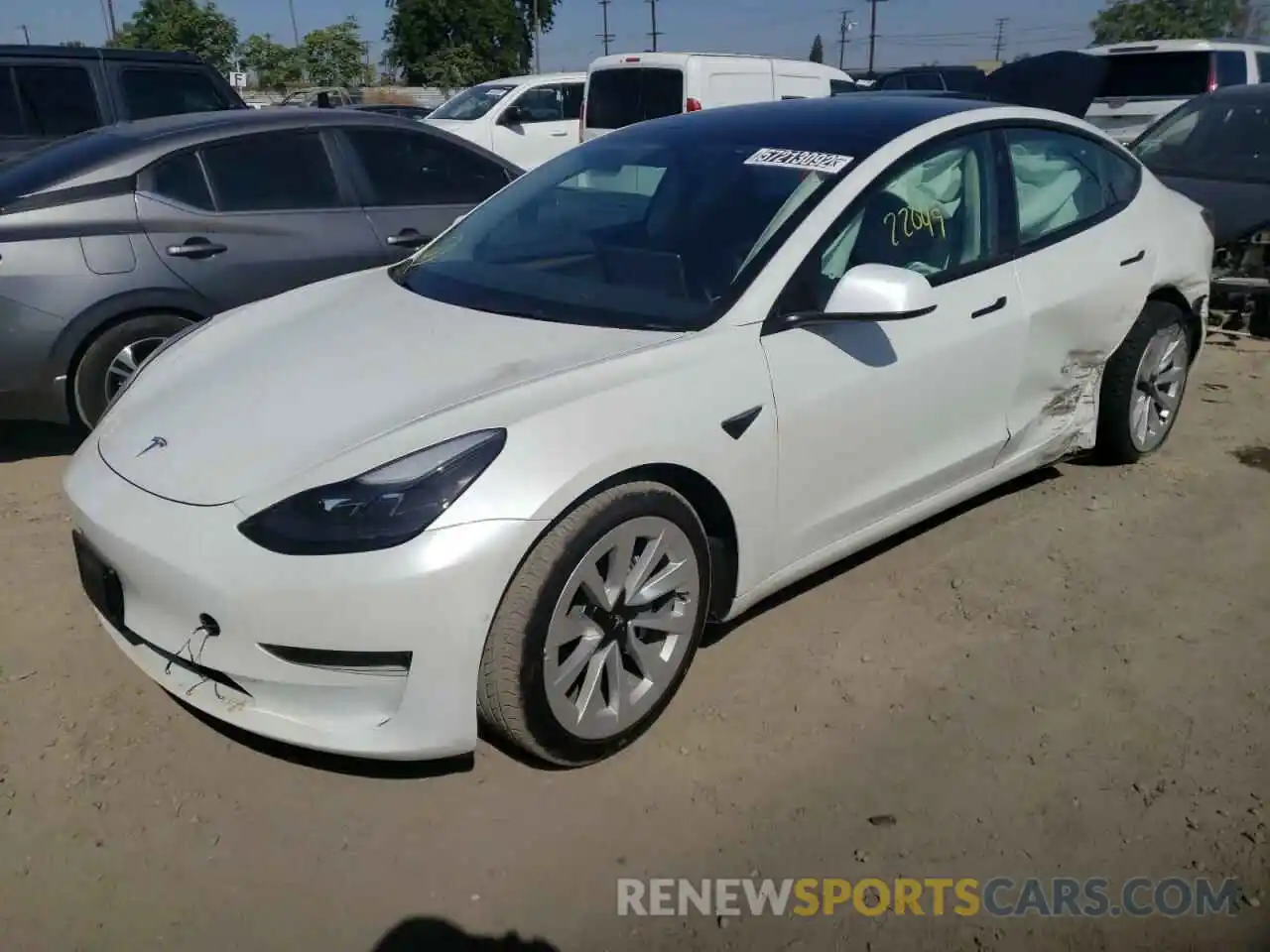 2 Photograph of a damaged car 5YJ3E1EA4NF144133 TESLA MODEL 3 2022