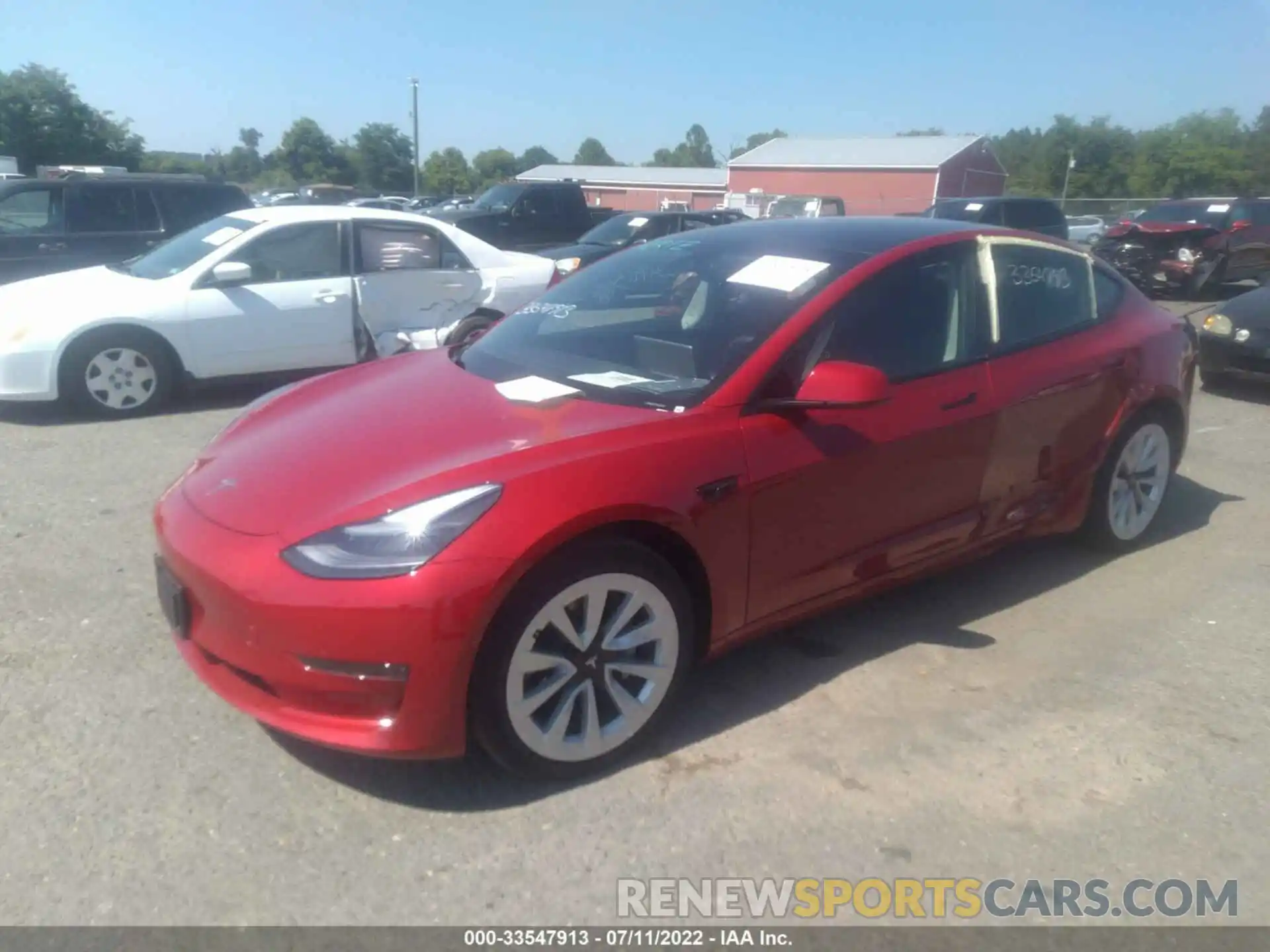 2 Photograph of a damaged car 5YJ3E1EA4NF186804 TESLA MODEL 3 2022