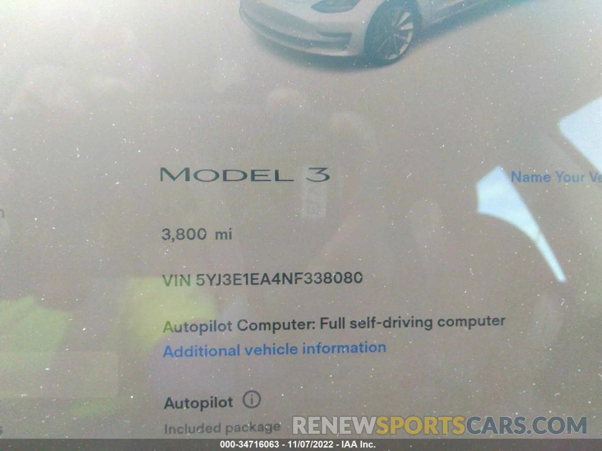 7 Photograph of a damaged car 5YJ3E1EA4NF338080 TESLA MODEL 3 2022