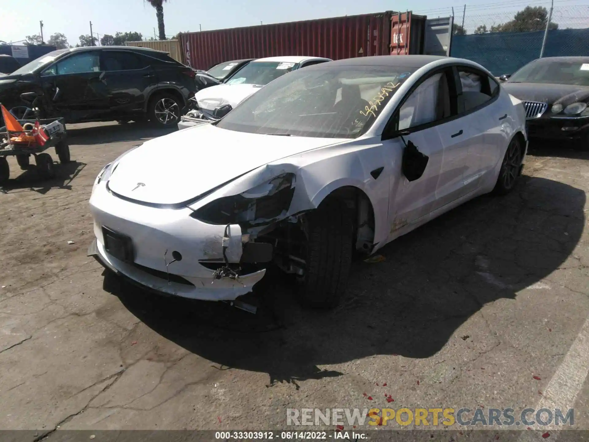 2 Photograph of a damaged car 5YJ3E1EA5NF126059 TESLA MODEL 3 2022