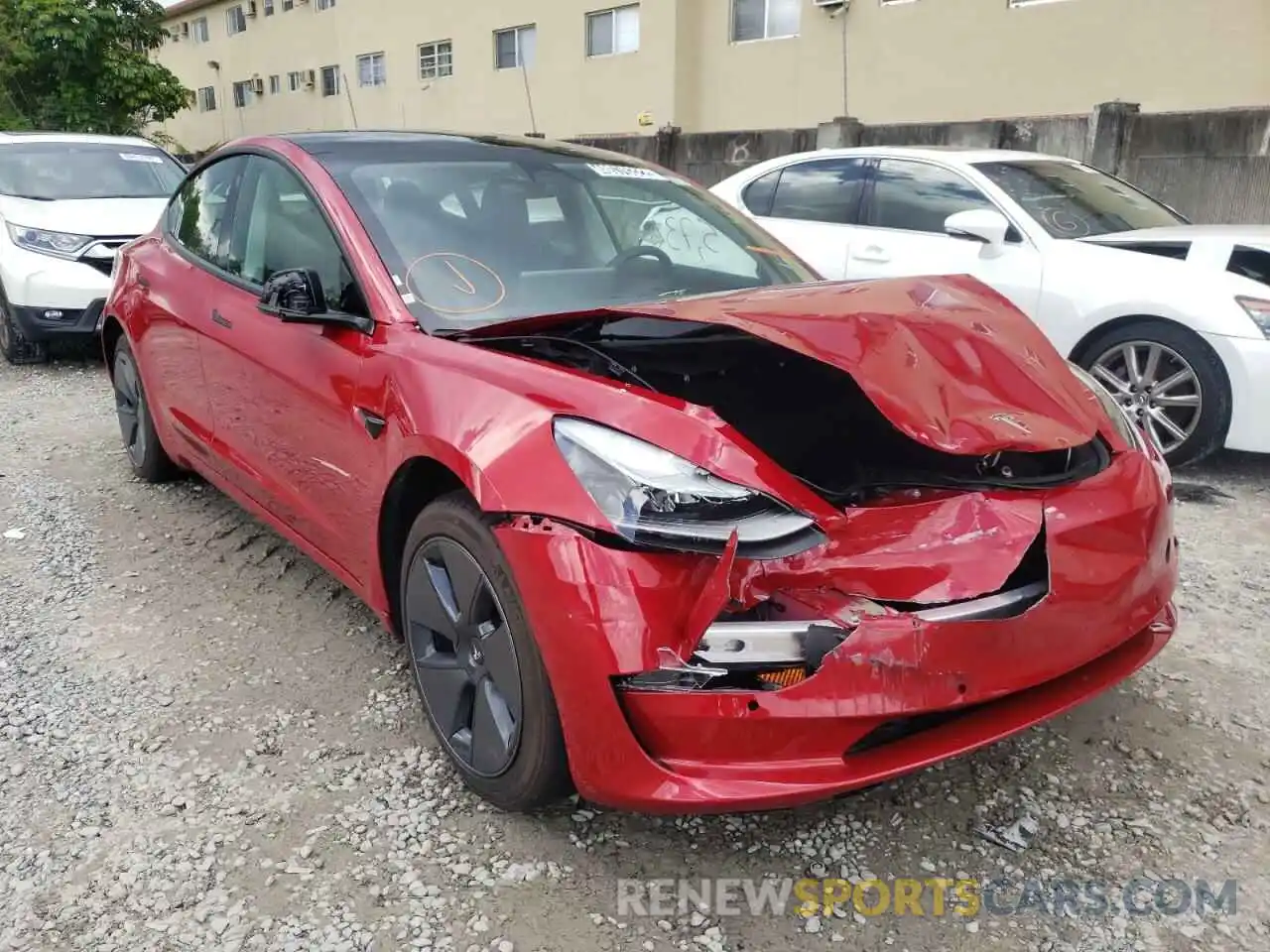 1 Photograph of a damaged car 5YJ3E1EA5NF187184 TESLA MODEL 3 2022