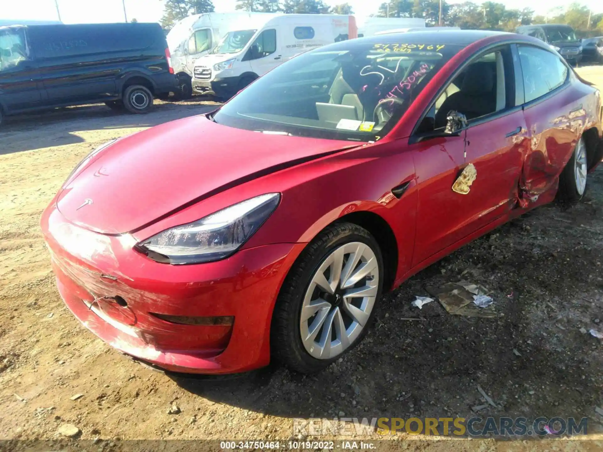 2 Photograph of a damaged car 5YJ3E1EA5NF187279 TESLA MODEL 3 2022