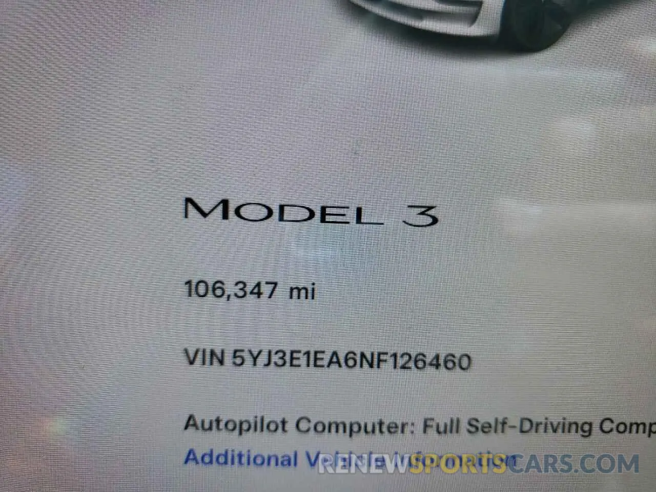 9 Photograph of a damaged car 5YJ3E1EA6NF126460 TESLA MODEL 3 2022