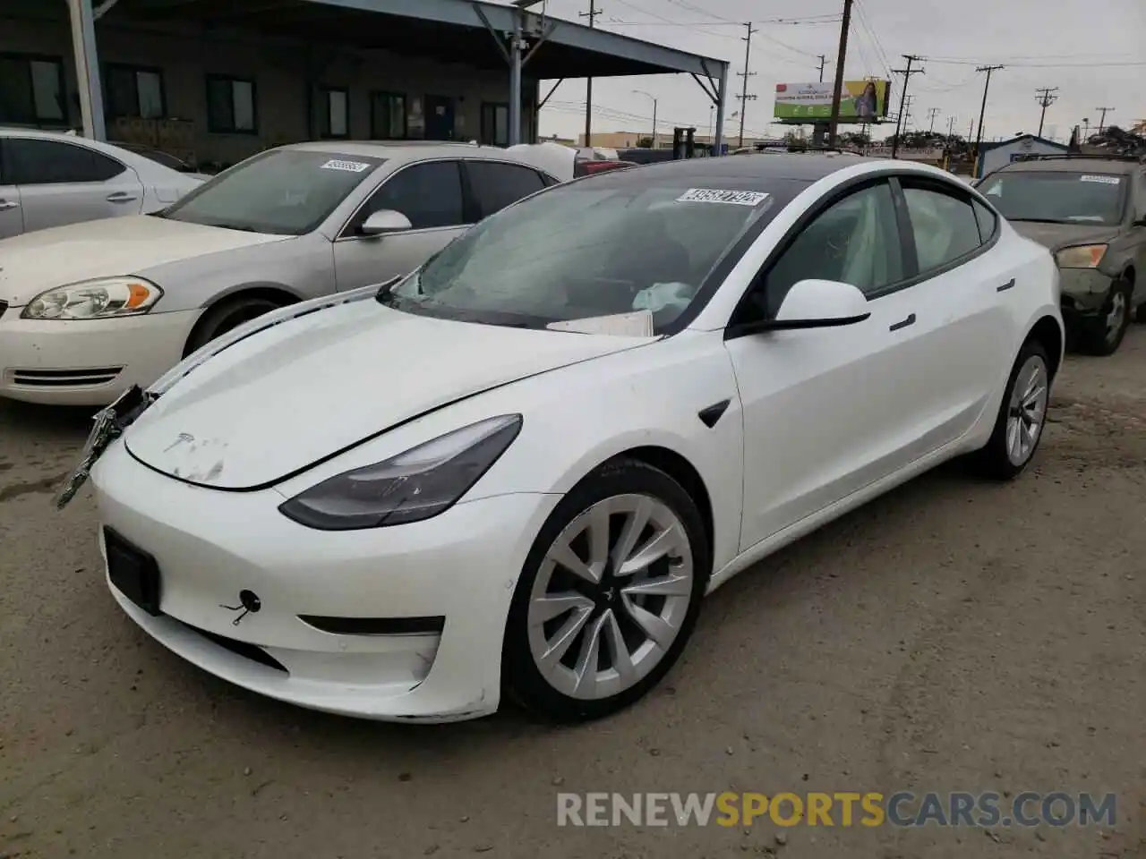 2 Photograph of a damaged car 5YJ3E1EA6NF143887 TESLA MODEL 3 2022