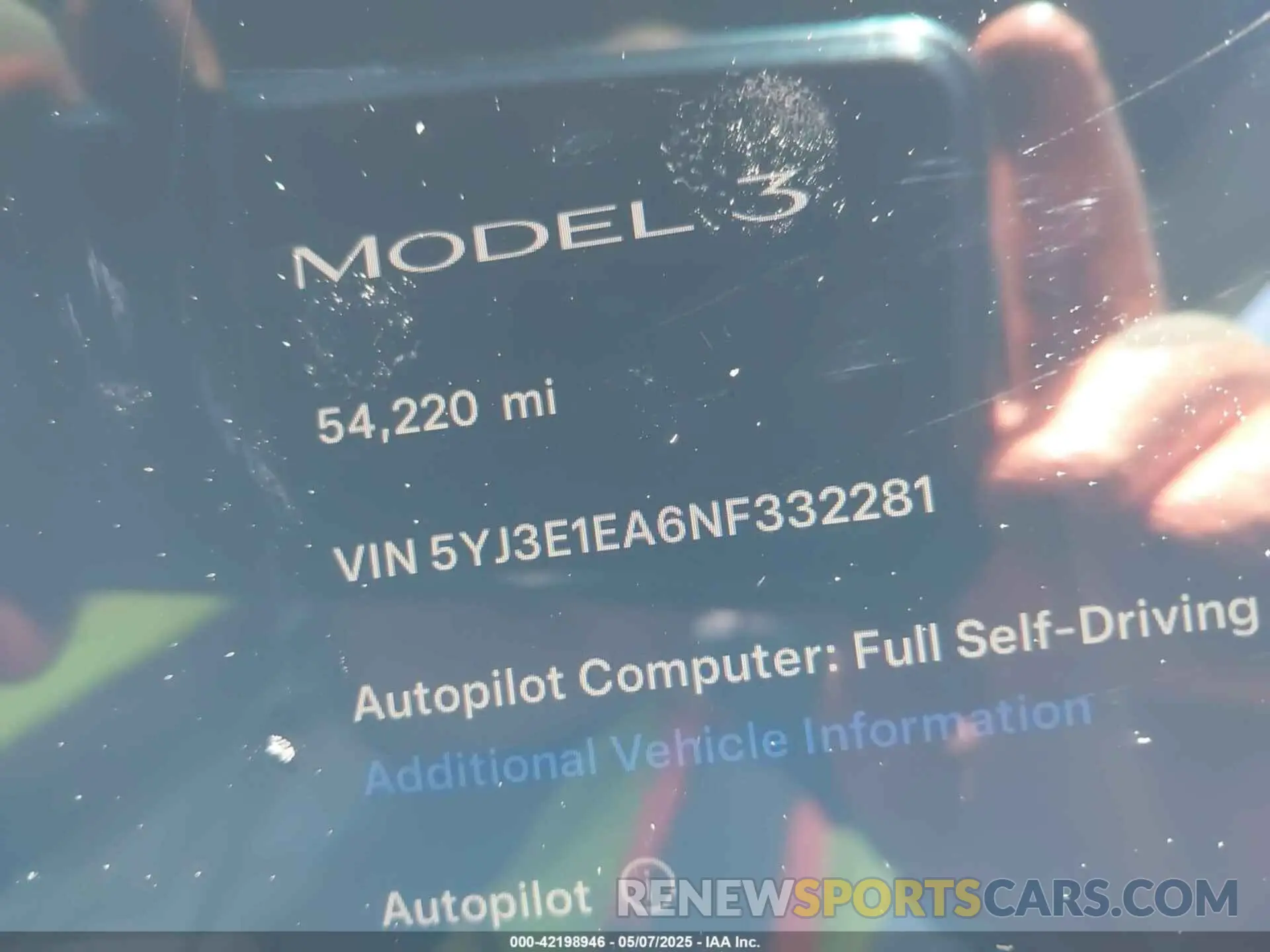 7 Photograph of a damaged car 5YJ3E1EA6NF332281 TESLA MODEL 3 2022