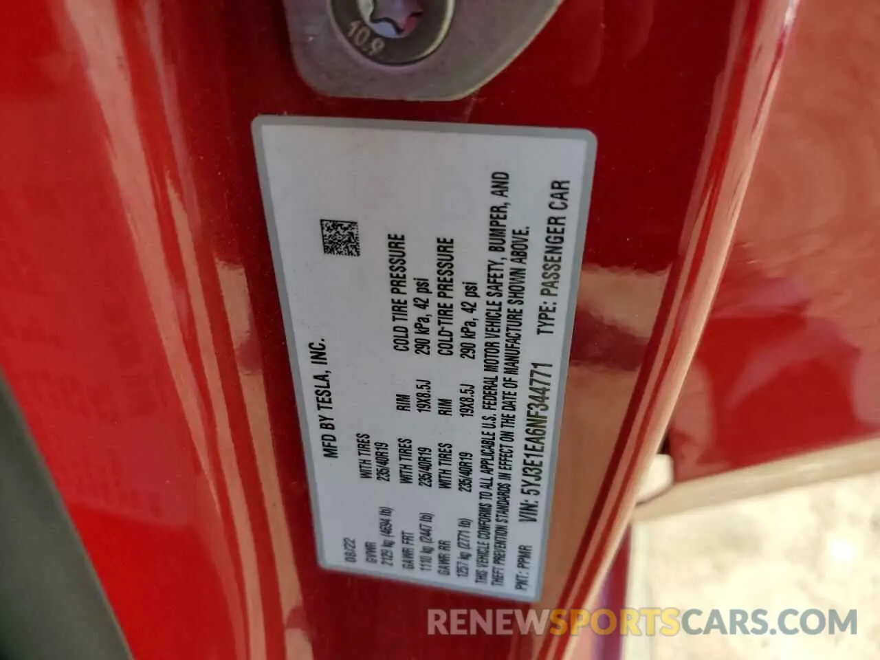 14 Photograph of a damaged car 5YJ3E1EA6NF344771 TESLA MODEL 3 2022