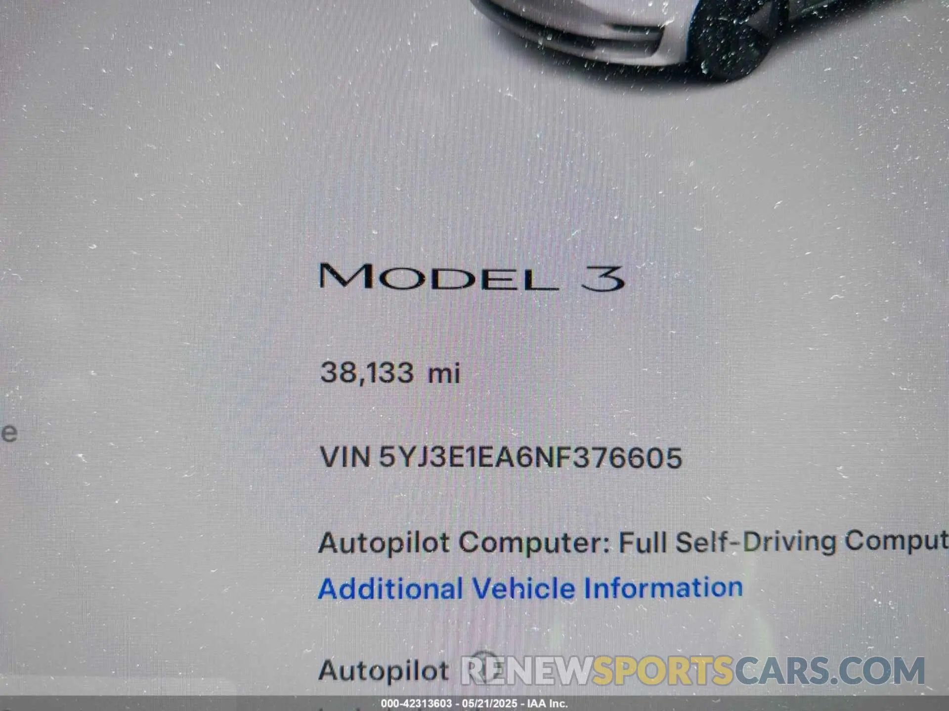 16 Photograph of a damaged car 5YJ3E1EA6NF376605 TESLA MODEL 3 2022