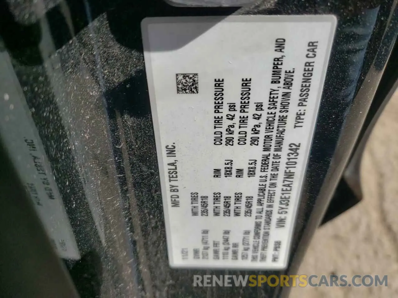 12 Photograph of a damaged car 5YJ3E1EA7NF101342 TESLA MODEL 3 2022