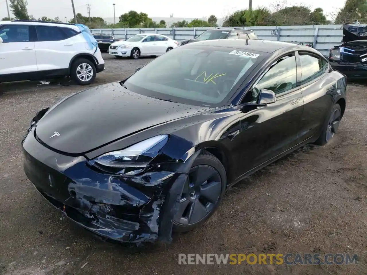 2 Photograph of a damaged car 5YJ3E1EA7NF185310 TESLA MODEL 3 2022