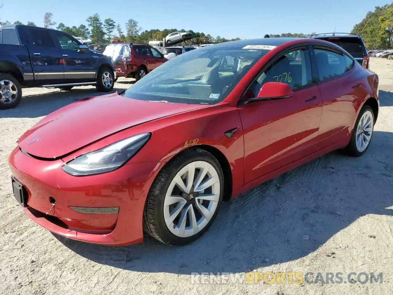 2 Photograph of a damaged car 5YJ3E1EA7NF186327 TESLA MODEL 3 2022