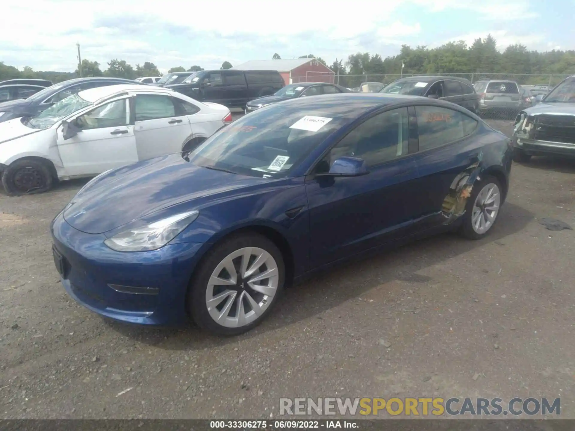 2 Photograph of a damaged car 5YJ3E1EA7NF190233 TESLA MODEL 3 2022