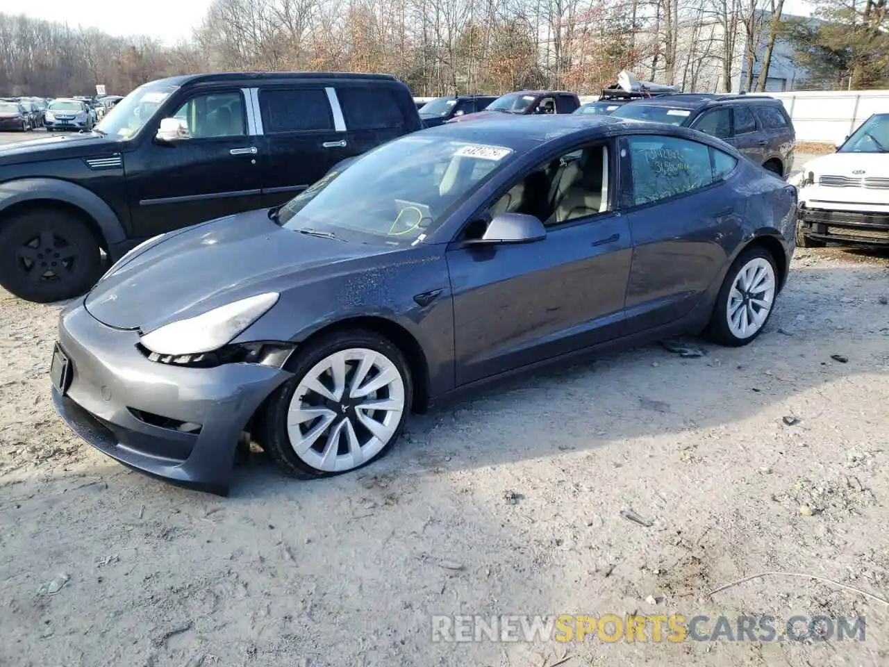 1 Photograph of a damaged car 5YJ3E1EA7NF192077 TESLA MODEL 3 2022