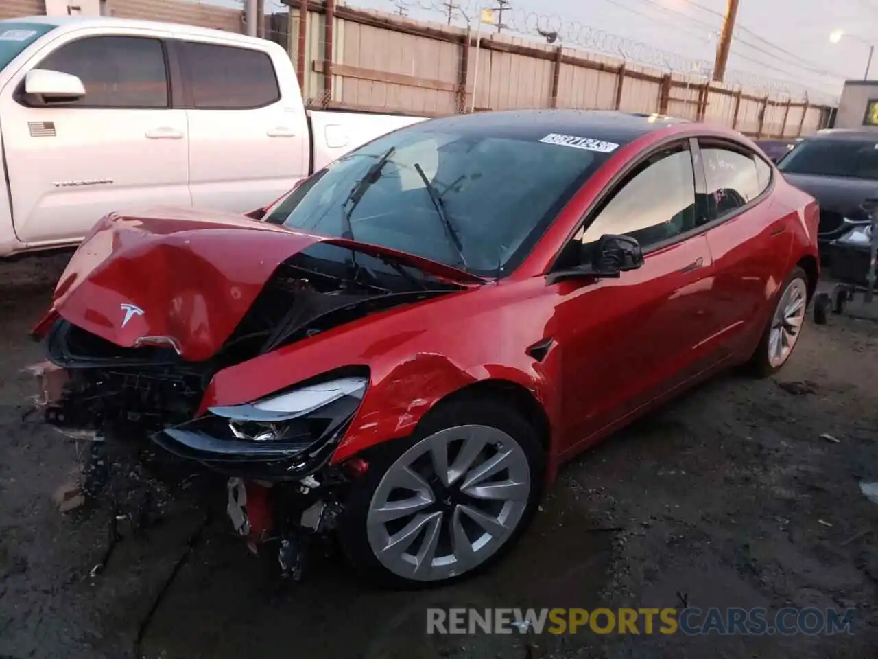 1 Photograph of a damaged car 5YJ3E1EA7NF304683 TESLA MODEL 3 2022