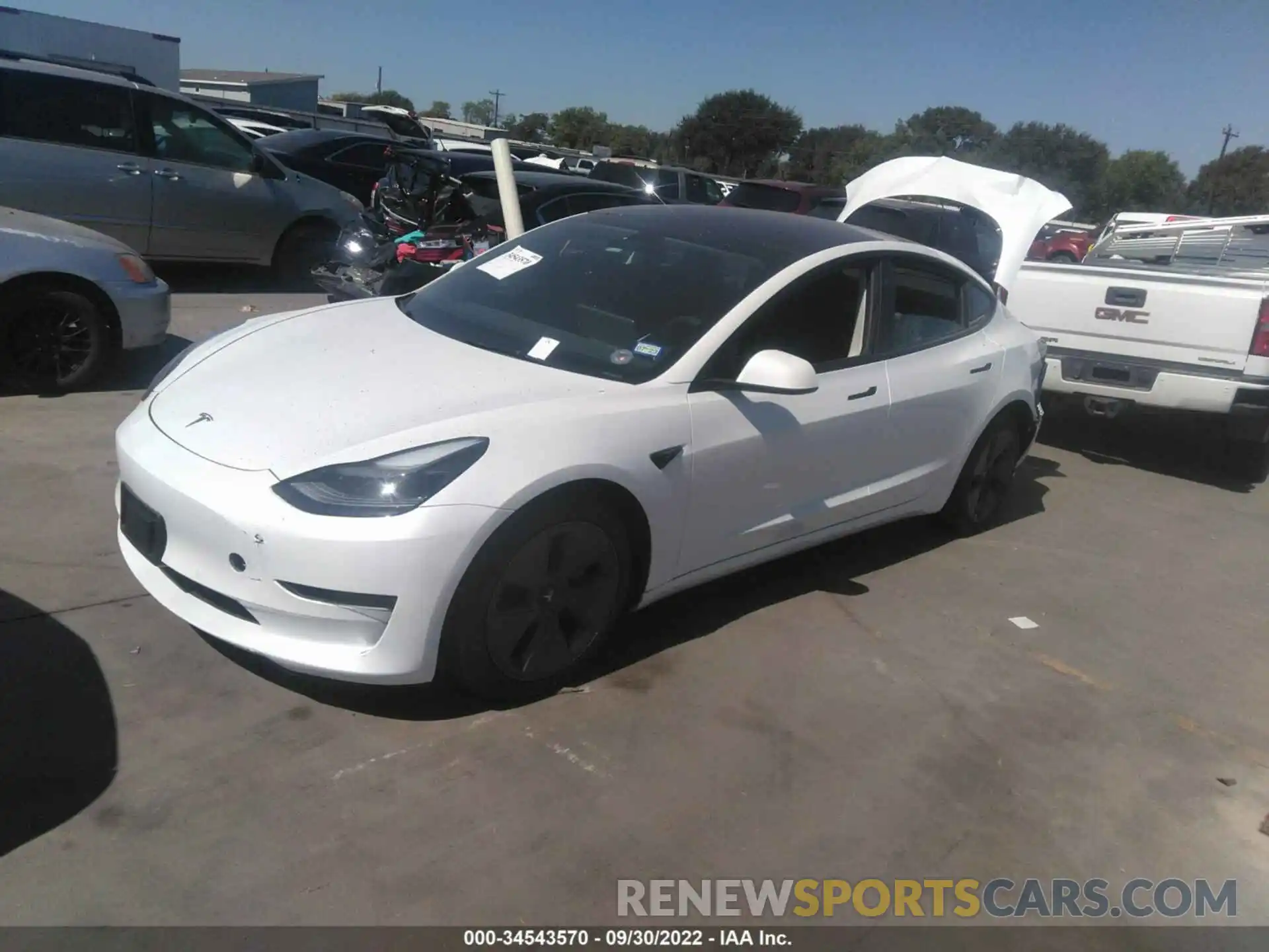 2 Photograph of a damaged car 5YJ3E1EA7NF315117 TESLA MODEL 3 2022