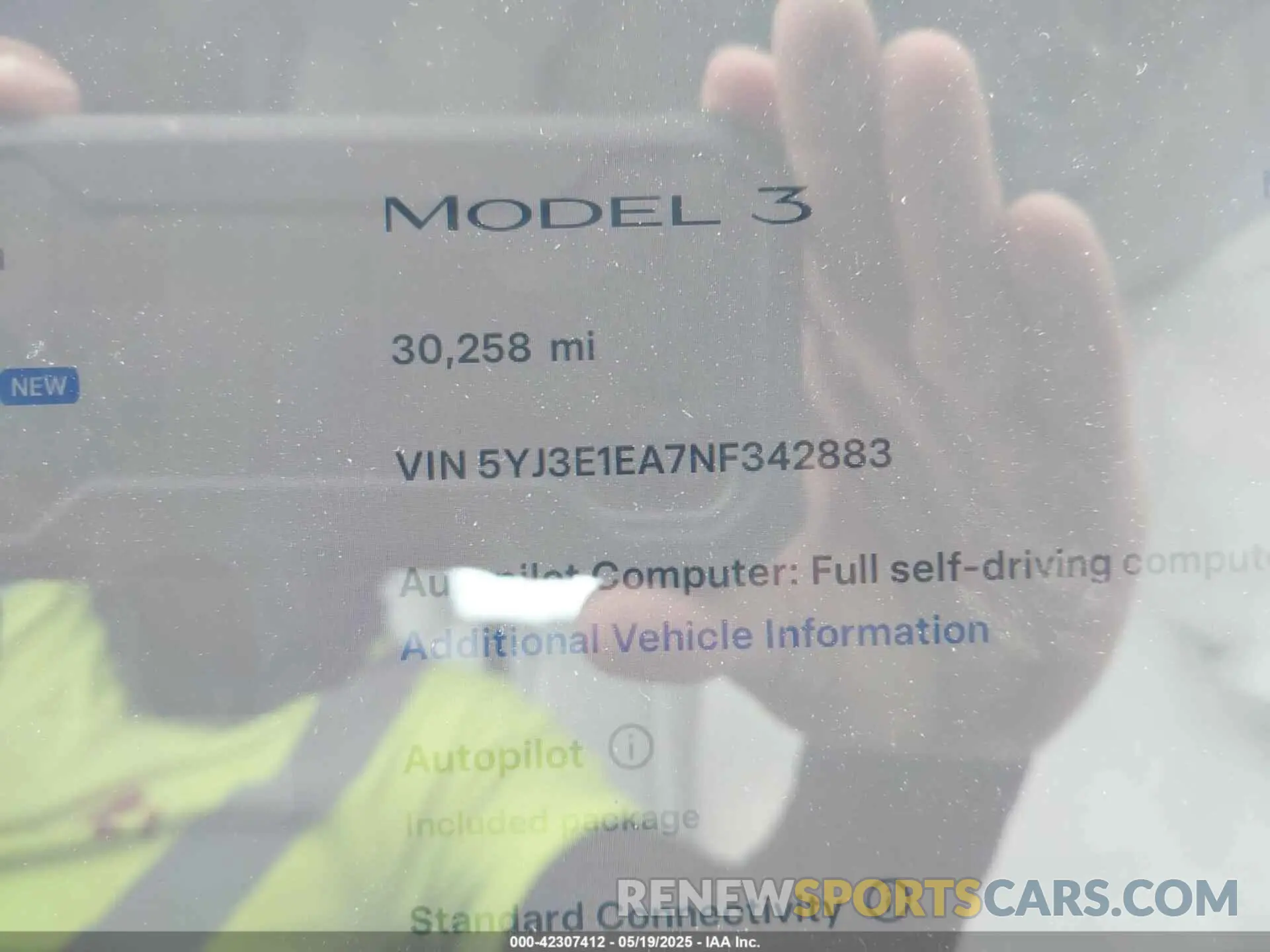 7 Photograph of a damaged car 5YJ3E1EA7NF342883 TESLA MODEL 3 2022