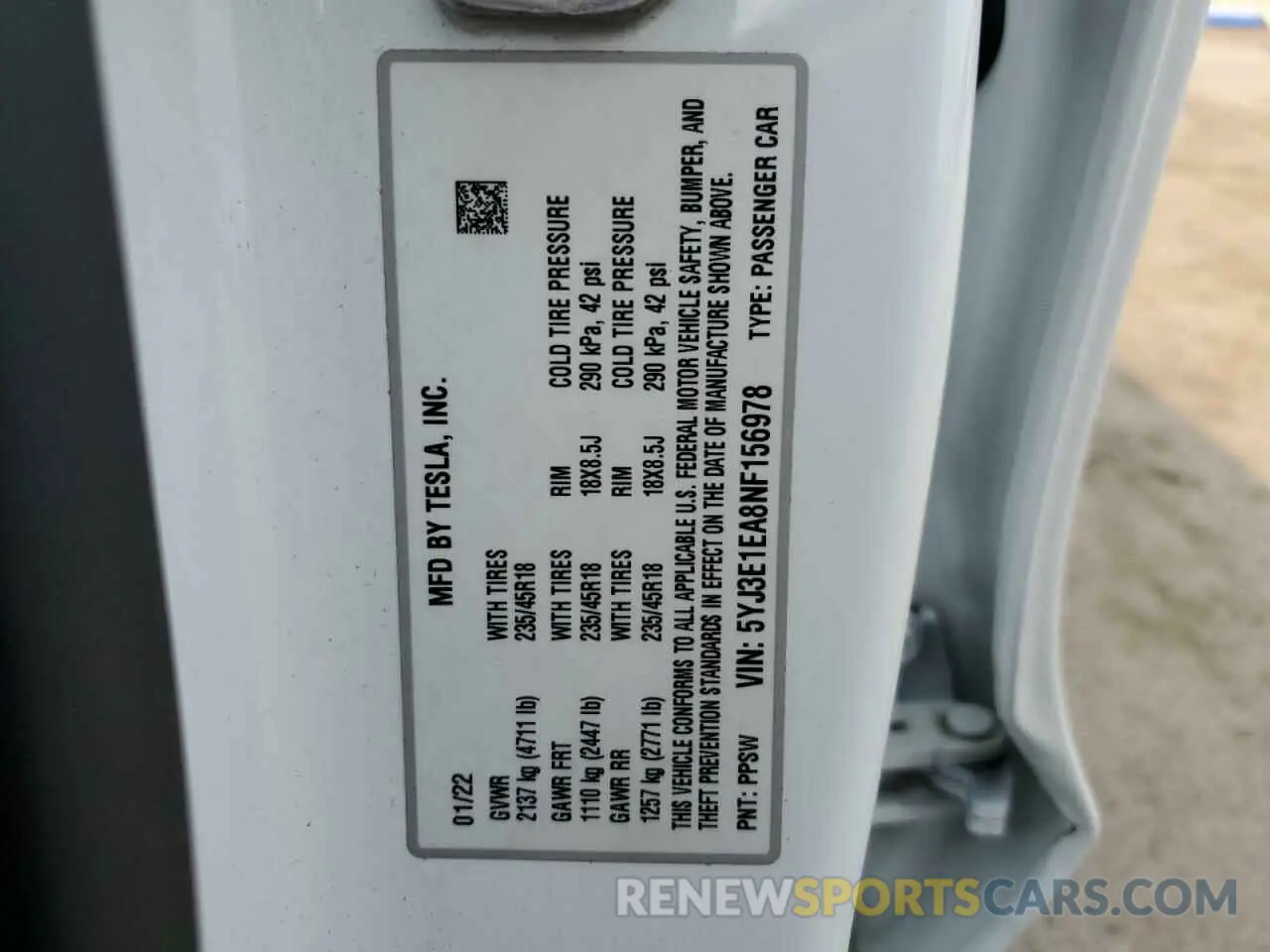 12 Photograph of a damaged car 5YJ3E1EA8NF156978 TESLA MODEL 3 2022